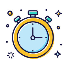 Obraz premium A stylized illustration of a stopwatch showing time measurement, with sparkling effects.