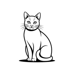 Obraz premium sitting cat silhouette black and white animal pet illustration