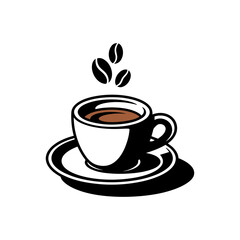 Obraz premium espresso cup with coffee beans vector illustration warm drink