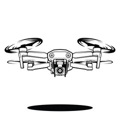 Drone Vector Line Art, Isolated Background