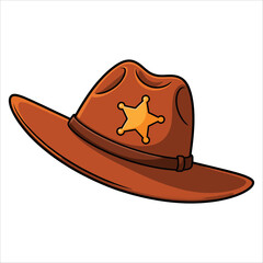 Vector illustration of a cartoon cowboy hat isolated on transparent background. Great for western style, country designs, and vintage hat themed artwork.