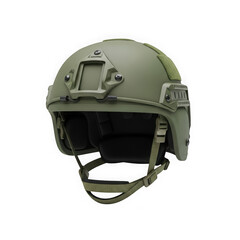 Fototapeta premium A green tactical helmet used by military personnel isolated on transparent background