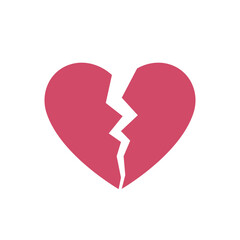 Silhouette pink heart broken sad separation illustration