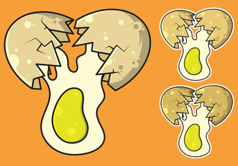 Cracked Egg Yolk Cartoon Vector