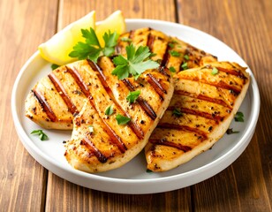 Grilled chicken breasts on a plate