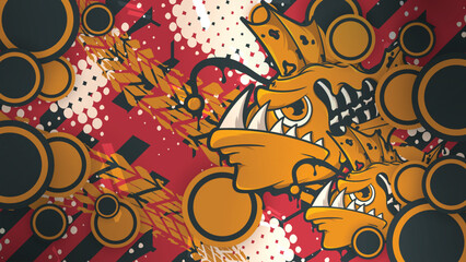 Urban Monster Graffiti Vector Background