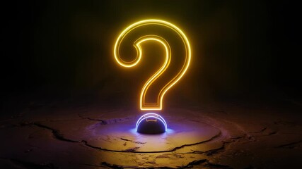 Neon question mark with glowing sphere - Powered by Adobe
