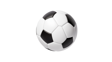 Classic black and white soccer ball ready for the game, symbolizing teamwork and athletic spirit isolated on white or transparent png.