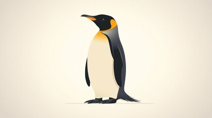 Illustration of Emperor Penguin, side view, on light background. Possible use Educational material, children's book