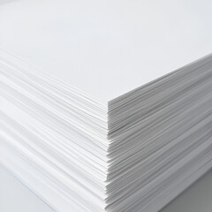 Stack of white paper sheets, close up.
