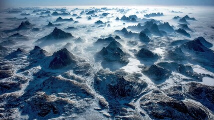 Obraz premium Majestic mountain range arctic region aerial photography snowy landscape wide-angle view nature's serenity