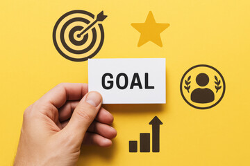 Goal achievement and success inspire progress with motivation strategy planning and ambition driving growth forward