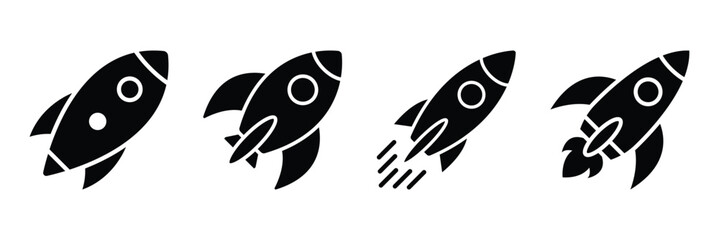 Startup rocket sign. Spaceship icon vector. Rocket icon collection