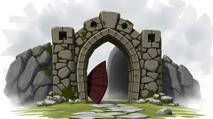 Ancient Stone Portal Mysterious Gateway Fantasy Architecture