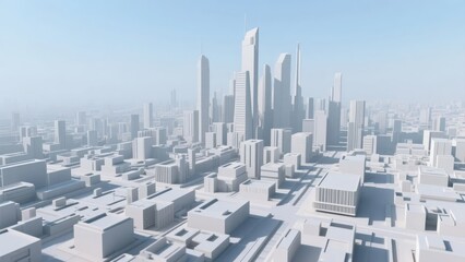 Futuristic Cityscape with High-Rise Buildings and Urban Layout