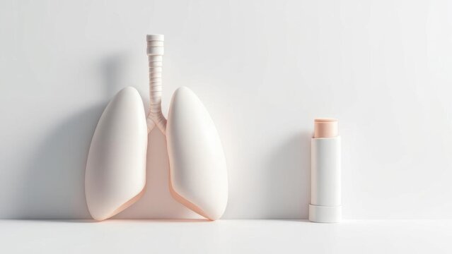 Minimalistic concept showing lungs and inhaler for world asthma day awareness campaign
