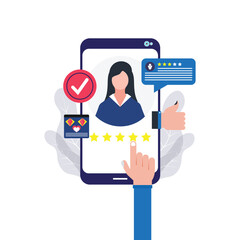Online review star rating feedback concept