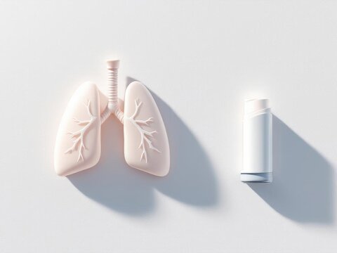 Minimalistic concept showing lungs and inhaler for world asthma day awareness campaign