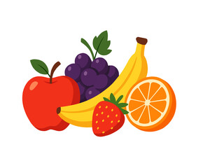 Vector nutritious food with lots of fruit