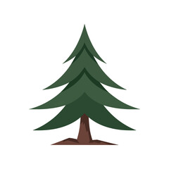 Stylized Evergreen Tree Illustration Forest Plant with Conical Shape and Dark Green Foliage for Nature or Holiday Themes