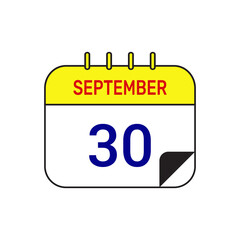 30 september calendar icon vector illustration design