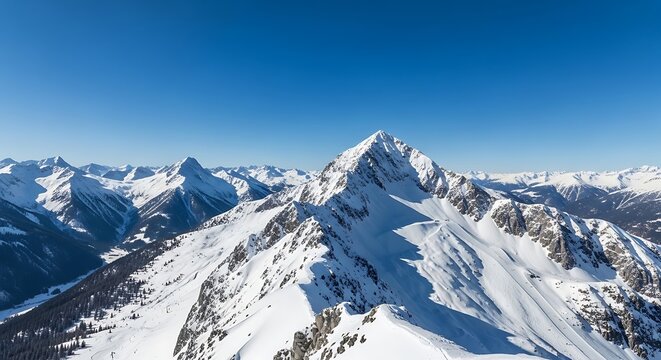 Majestic snowy mountain peak under a clear blue sky in the Austrian Alps
