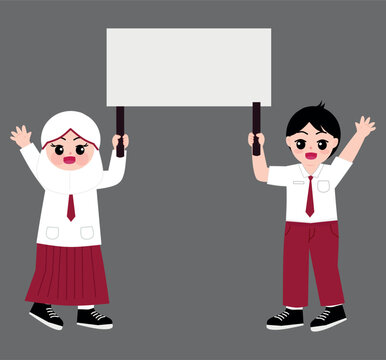 Islamic Student Holding Empty Board 