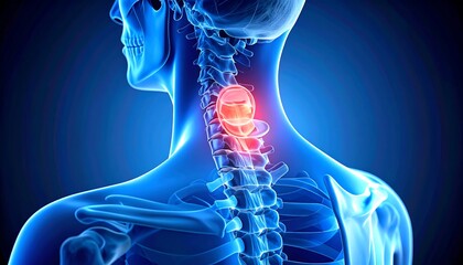 Examining Neck Spinal Cord with Highlighted Area