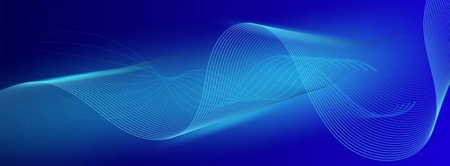 Technology blue glowing wave background with dynamic motion, perfect for high-tech banners, web headers, or presentations.