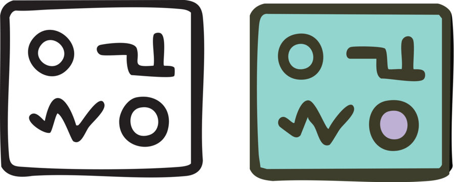 Cute handdrawn emoticon icon set illustration.