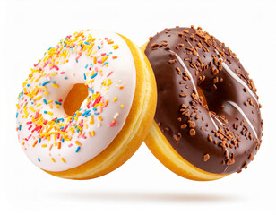 two donuts isolated on white