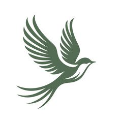 Fototapeta premium Green Flying Bird Silhouette Vector Illustration