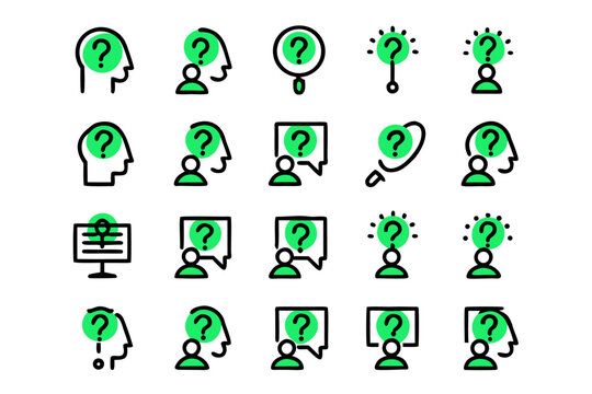 Comprehensive collection of question mark symbols and related query graphics suitable for diverse informational and assistance related applications