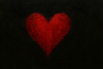 Romantic Red Heart Painting on Black Background – Artistic Expression