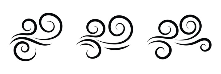 Flowing air symbol, Wind curl icon, Swirling wind vector icon, Air stream illustration