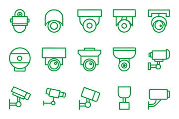 Clean outline graphic symbol representing a security camera for surveillance and monitoring systems perfect for technology and safety themes