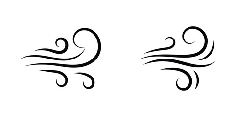 Doodle wind motion. Isolated vector set of abstract air swirls, blow waves, curve spirals, capturing the dynamic essence of movement and energy in a playful and artistic cartoon manner.