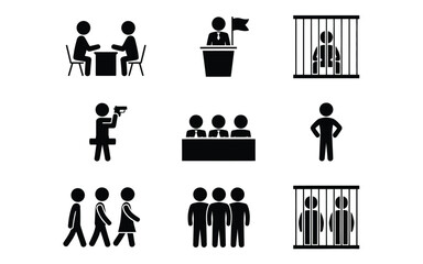 Representing justice law and legal icon set