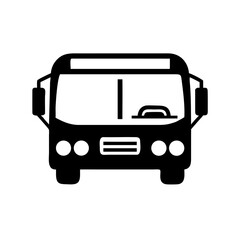 Fototapeta premium Front view of a black and white bus simple illustration