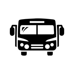 Front view of a stylized black public transport bus icon