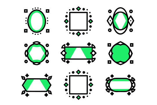 Collection of hand drawn geometric wavy borders and frames for elegant wedding invitations and decorative designs