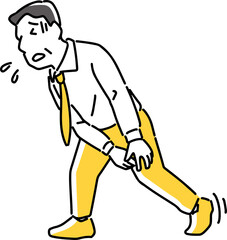 痛めた足を引きずる男性社員