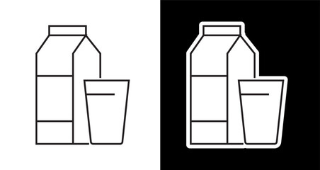 Milk Bottle and Glass editable line icon