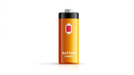 Realistic 3D-rendered orange battery icon with a charging indicator against a clean white background