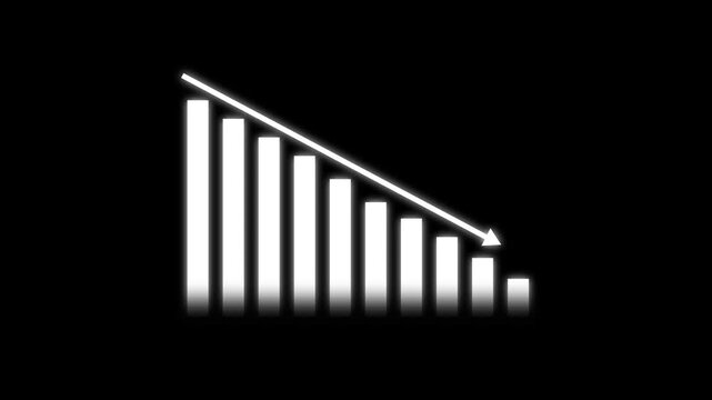 Business Down icon isolated , Business Alert icon , Business trending bar down icon animation .