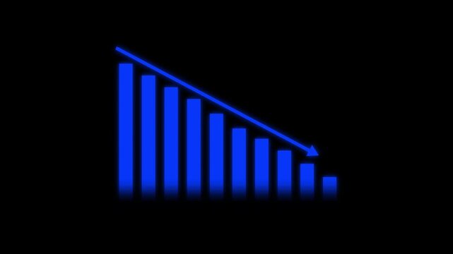 Business Down icon isolated , Business Alert icon , Business trending bar down icon animation .