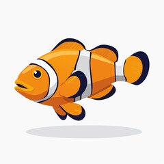 Vibrant clownfish cartoon illustration with detailed features and bright coloration, isolated on white background