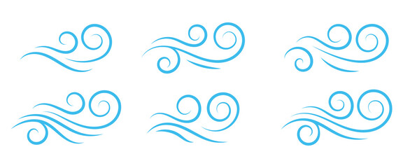 Doodle wind line sketch set. Hand drawn doodle wind blow icon. Air, wind, swirl in doodle illustration style. Doodle wind line sketch set. Hand drawn doodle wind air blow, swirl elements.