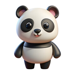 Adorable 3d rendered cartoon panda character with big eyes and a friendly expression
