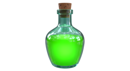 Magic green potion bottle – background transparent